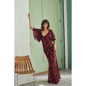 Natalie Martin Ramya Floral Maxi dress in red XS